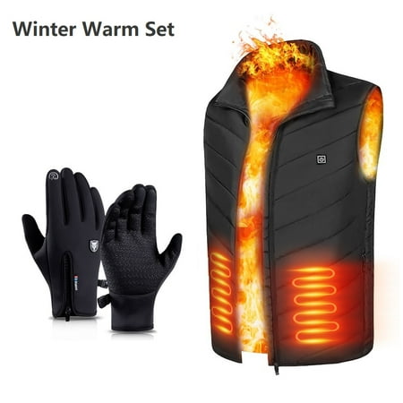 

Bodychum Electric USB Heated Vest Winter Warm Gloves Set Security Intelligent Vest Anti- Slip Palm Mittens No Battery
