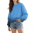 thumbnail image 5 of Weikingp Cozy Clothes Comfort Colors Sweatshirt Cotton Sweatshirts for Women Sweatshirts Women Fashion Clothing Blue L, 5 of 9