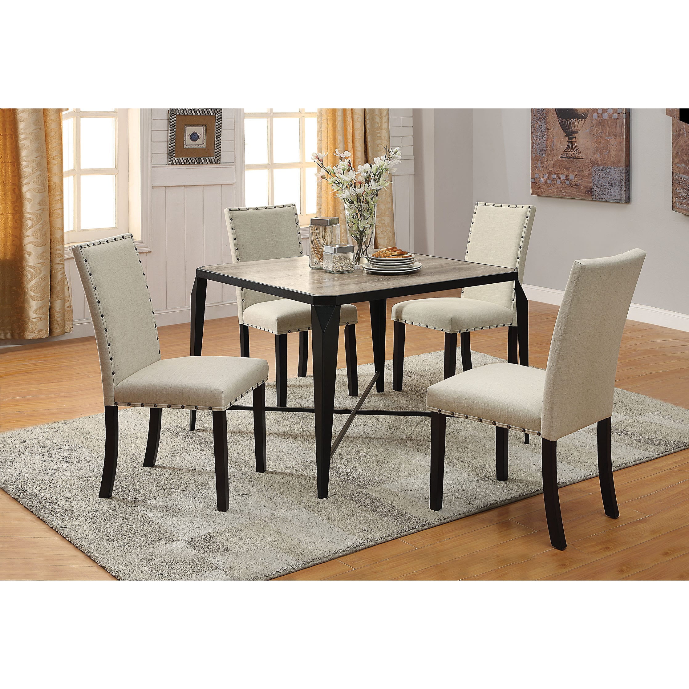 Acme Furniture Old Lake Ii 5 Piece Rectangular Dining Table Set