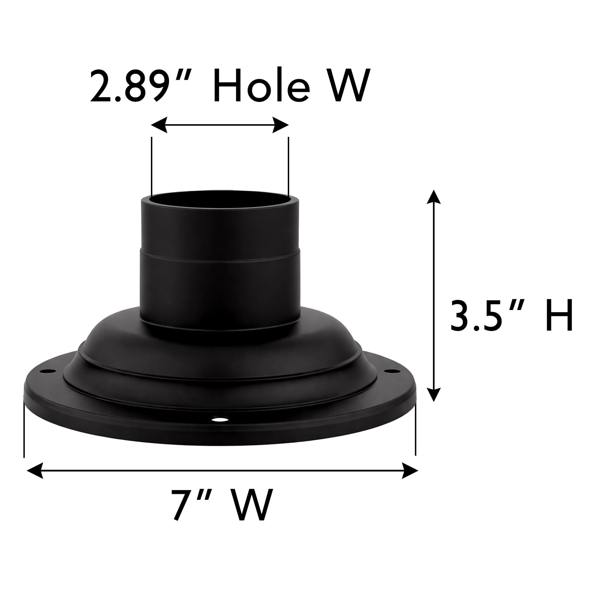 Cast Aluminum Round Outdoor Pier Base with Matte Black Finish, Post-Top Light Mount, 3 in. Fitter