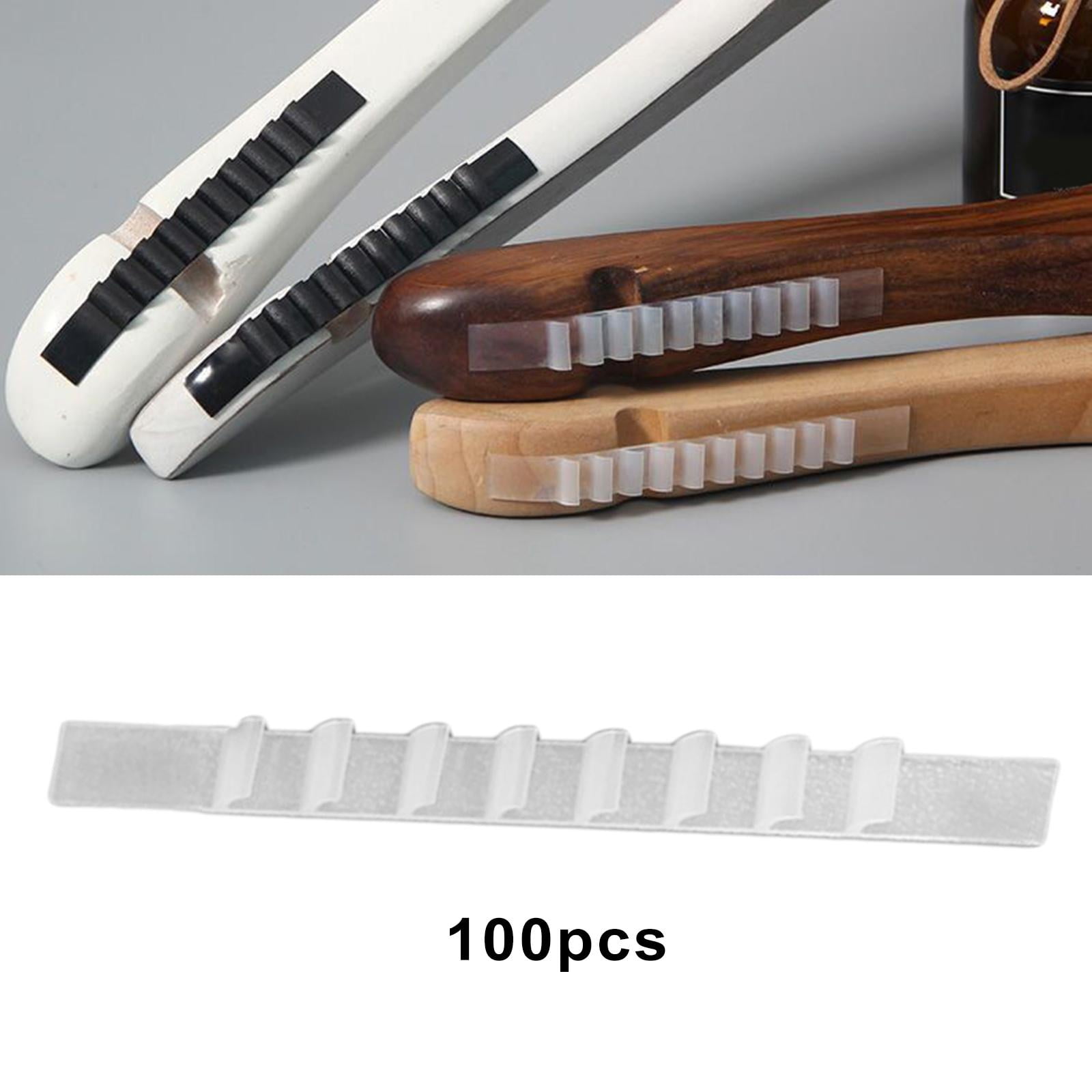 100 Pack NonSlip Rubber Hanger Grips Clear Clothes Hanger Strips Grippers with , White 6x70mm