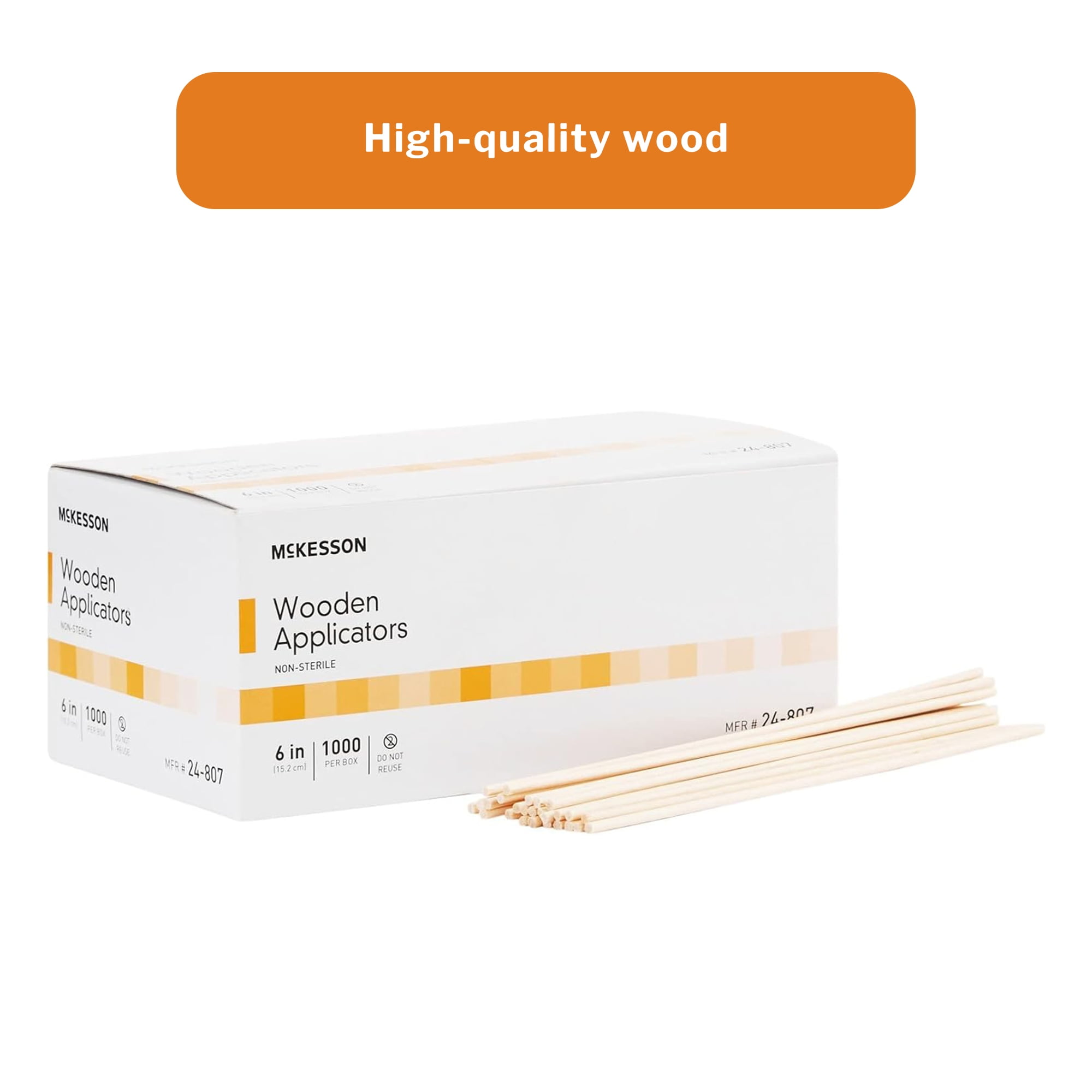 McKesson Wooden Applicator Sticks, Non-Sterile - Single Use, 6 in Long, 1000 Count, 20 Packs, 20000 Total