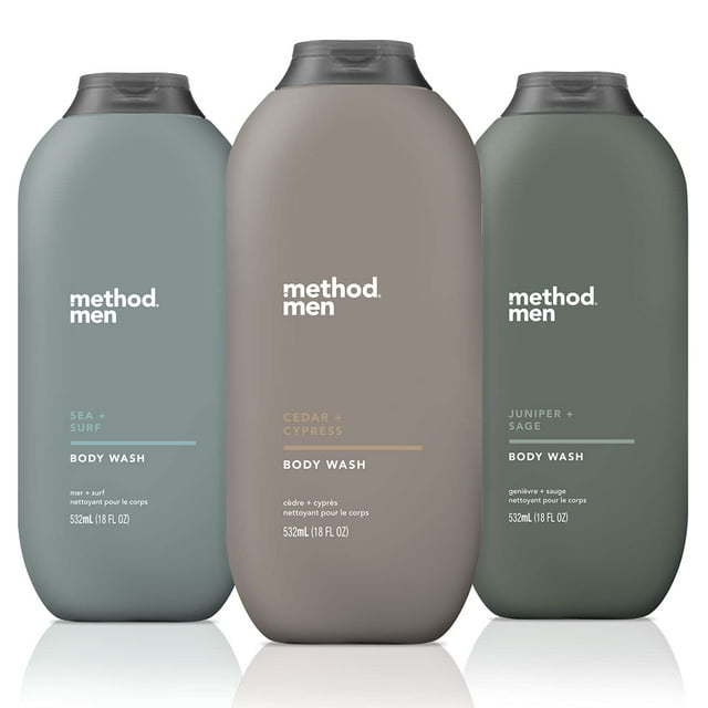 Method Men, 3-pack Body Wash 18 Oz Each (Sea + Surf, Cedar + Cypress, Juniper + Sage)