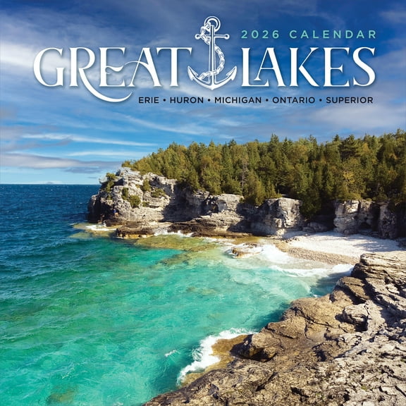 TF Publishing, Great Lakes 2026 Wall Calendar, 12'' X 12'', 12-Month Calendar with Stapled Binding