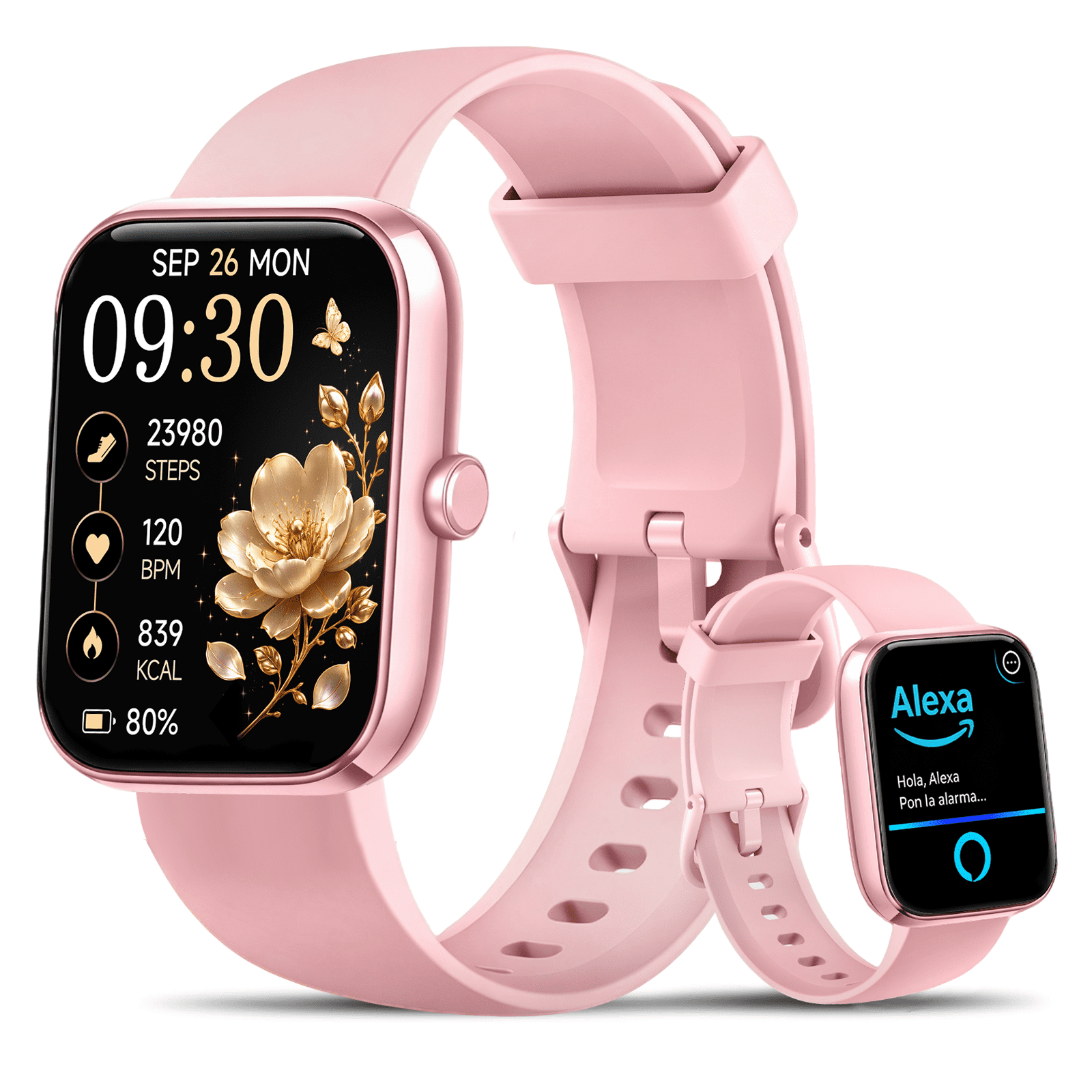 Alexa Smart Watch for Men Women, 1.83" Fitness Watch with Bluetooth 5.3 (Answer/Make Call), IP68 Waterproof Fitness Tracker Women Men, 100+ Sports Activity Tracker for Android & iOS, Pink