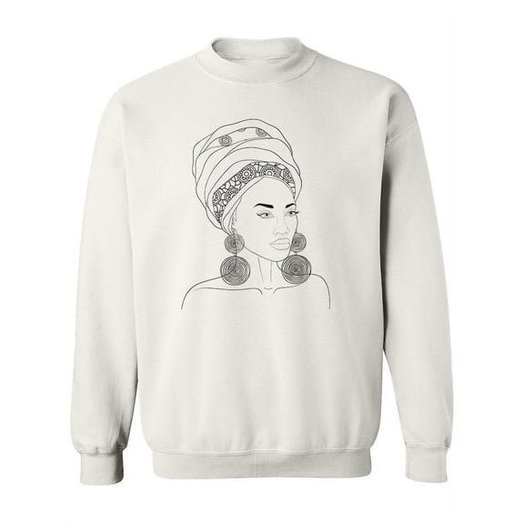 Woman With Big Circular Earrings Sweatshirt Women -Image by Shutterstock, Female 3X-Large