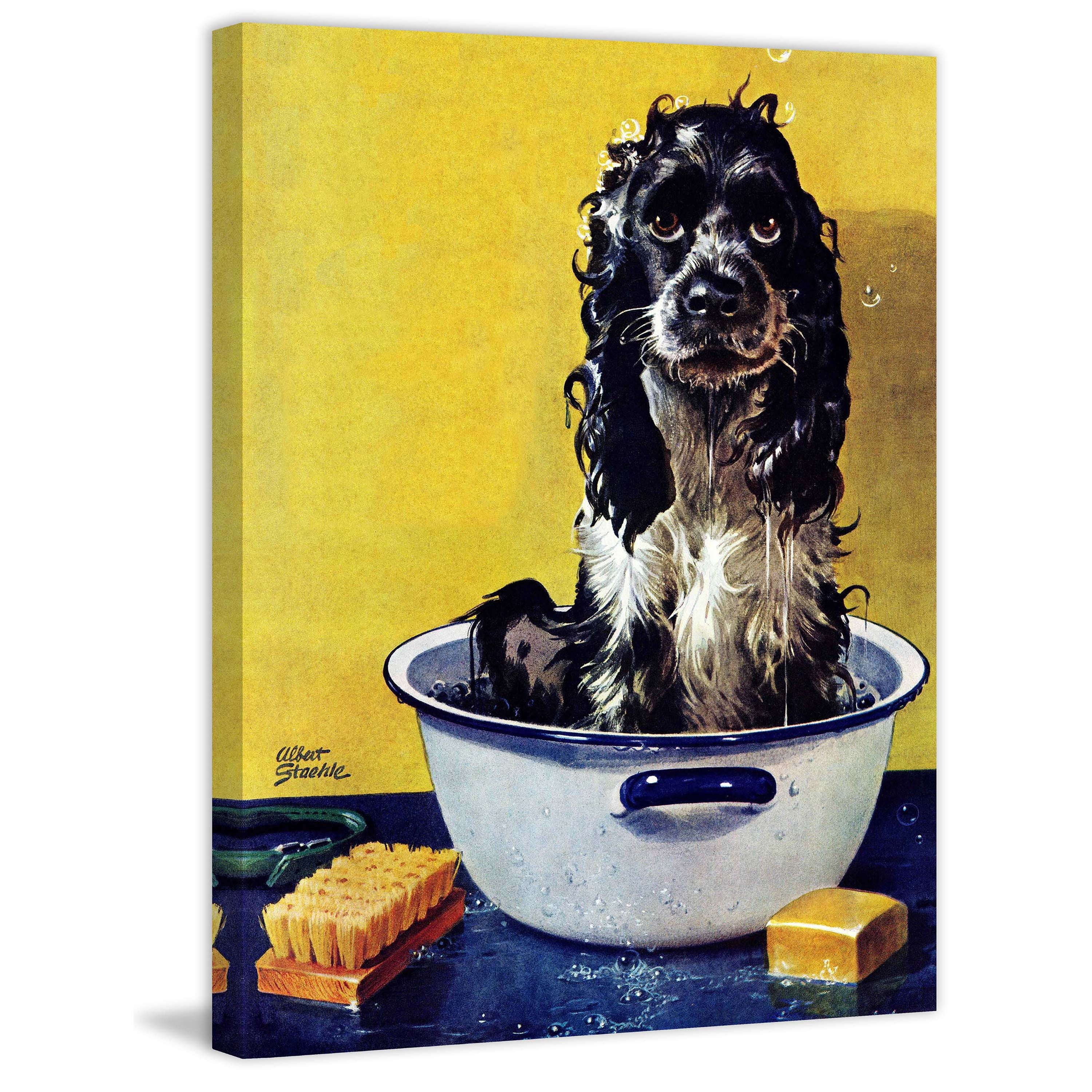 Marmont Hill "Butch Gets a Bath" by Albert Staehle Painting Print on Canvas
