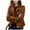 Brown, variant on Fall Clothes Women Relaxed Fit Zip up Front Ponte Blazer with Adjustable Sleeves Black,3XL