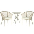 thumbnail image 1 of Outsunny 3 Pieces Wicker Patio Furniture w/ Soft Cushions, Glass Table, 1 of 10