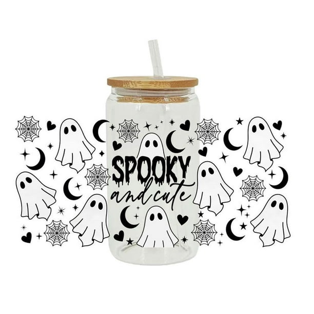 Wartleves 2024 Halloween UV DTF Cool Personalizar Transferencia Adhesivo Taza Para Envolver Vidrio