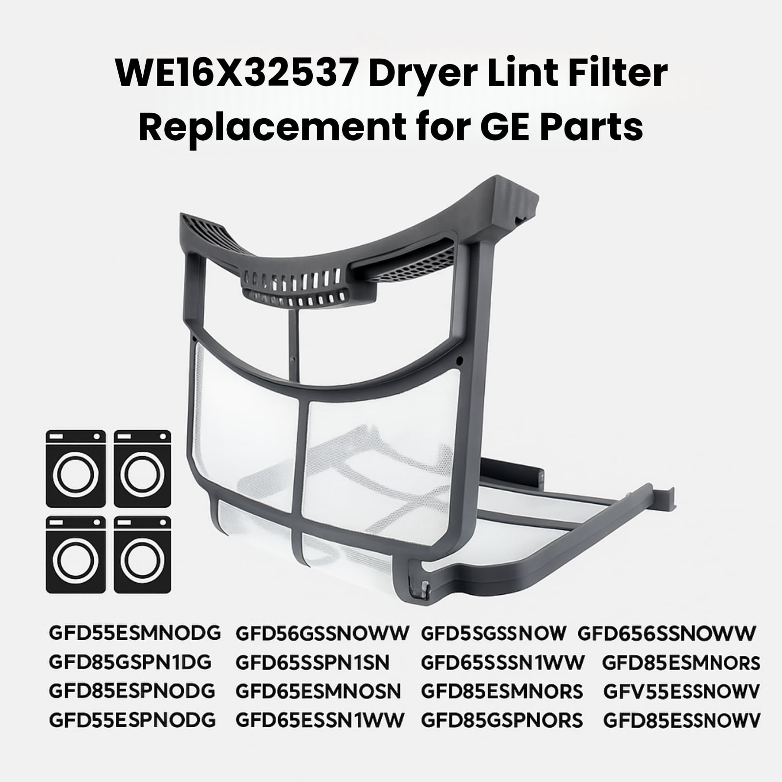 Nispira Dryer Lint Screen Filter, Compatible with GE WE16X32537, WE16X29597, AP7205579, Fits GFD55GSSN0WW GFD65ESPN0SN GFD65GSPN0SN GFD85ESPN0RS GFD85GSPN0RS, Dryer Lint Trap Replacement, 1 Pack
