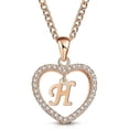 thumbnail image 2 of Rose Gold Plated All 26 Letter Alphabet Initial Heart CZ Cubic Zirconia Pendant Mens Womens Necklace, Giorgio Bergamo H, 2 of 5