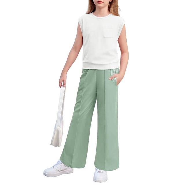 Conjunto de pantalones Arshiner para niñas con hombros caídos, tallas 11-12