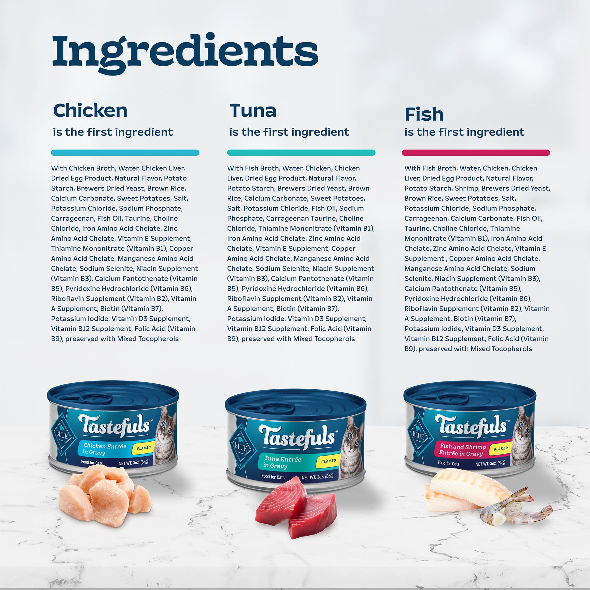 (2 pack) Blue Buffalo Tastefuls Flaked Wet Cat Food 3-Flavor Variety Pack, 3-oz. (12ct, 4 of Each)