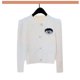 thumbnail image 3 of Suéter de punto para mujer con ojos bordados de diablo de diseñador de marca, cárdigan de mujer de estilo francés en blanco roto, nuevo para otoño/invierno 2024, 3 of 4