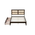 thumbnail image 6 of Full Size Rattan Bed Frame with 2 Storage Drawers, Natural Wood Bed Frame with Support Legs, Platform Bed with Rattan Headboard, Full Bed Frame with Storage Drawers, No Box Spring Needed, Espresso, 6 of 9