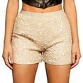 thumbnail image 3 of Yievot Sparkly Sequins Shorts for Women Elastic High Waist Straight Leg Hot Bottom for Glitter Party Club Concert, 3 of 7