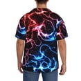 thumbnail image 3 of Xecao Red And Blue Lightning Men's Casual Short-sleeved Shirt, a button-up collared shirt with a pocket-3X-Large, 3 of 5