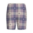 thumbnail image 2 of Haiem Purple Floral Gingham Check Plaid Men's Pajama Short with Soft Woven Cotton Elastic Waistband Sleep Short-4X-Large, 2 of 9