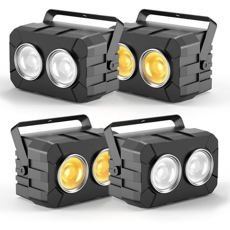 Stage Lights, 180W 2 Eyes LED COB Par, Cool+Warm White LED Blinder Lights, Audience Casting DMX512 & Sound-Activated COB Par Can, Stage Lighting for Party Show Wedding Event, 4 Pack