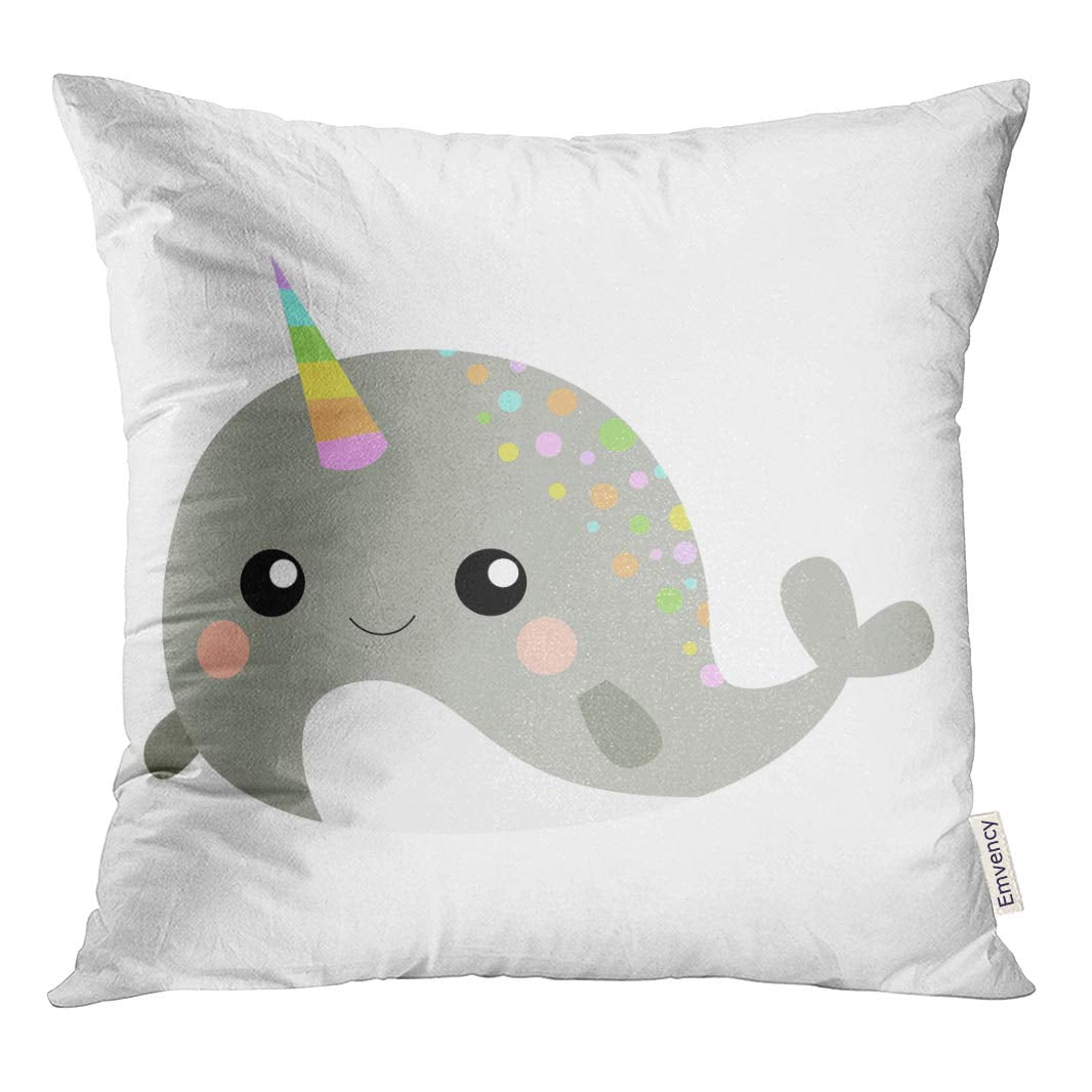 RYLABLUE Colorful Cute Gray Narwhal Baby Cartoon Character Fun
