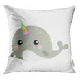 thumbnail image 1 of RYLABLUE Taie d'Oreiller Colorée Mignonne Gris Narwhal Bébé Personnage de Dessin Animé Amusant, 1 of 1