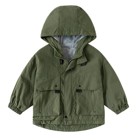 Gaexia Boy Jacket 2T ,Boys Windbreaker Jacket Lightweight Hooded Zipper Coat for Kids Outdoor Casual School Jacket Age 2-13 Years