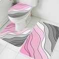 thumbnail image 3 of Pink Grey Ombre Bath Mat 3 Piece Bathroom Rug Set, Modern Geometric Abstract Aesthetics Cream Non Slip Bath Rug Contour Mat and Toilet Lid Cover, Absorbent Shower Mats Soft Bath Rugs and Mats Sets, 3 of 8