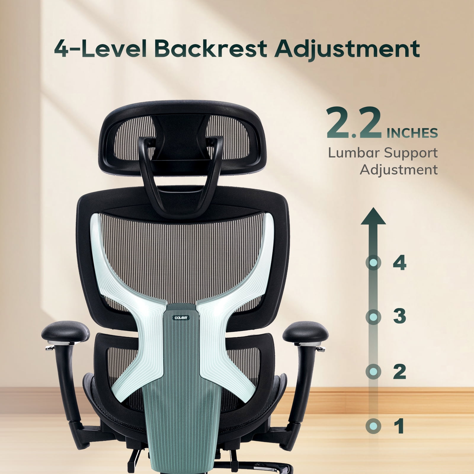 AFO Ergonomic Mesh Office Chair with Footrest – High-Back Executive Desk Chair with Adjustable Headrest, 3D Armrests, Lumbar Support & Tilt Lock – Black