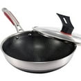 thumbnail image 2 of KBH KHR32C Non-stick Wok, 316L Stainless Steel Stir-fry Pan, Less Oil Honeycomb Wok, 32CM, 2 of 5