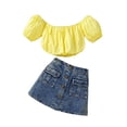 thumbnail image 1 of Falda Conjunto de falda vaquera superior para niñas y niños, conjunto de falda vaquera con botones, 2 uds., traje de ropa Ygjytge Amarillo T 2-3 años Única para Niña, 1 of 8