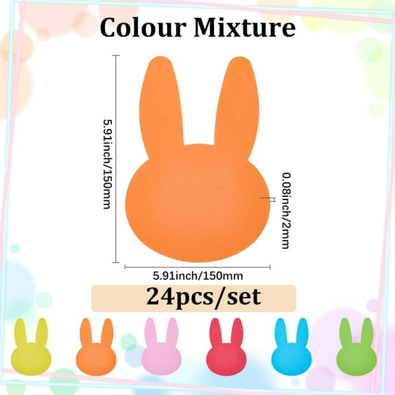 24Pcs Easter Rabbit Foam Cutouts Double Printed Spring Holiday Bunny Shaped Bulletin Board Decorations Sticker Cut Outs for DIY Craft School Classroom Party