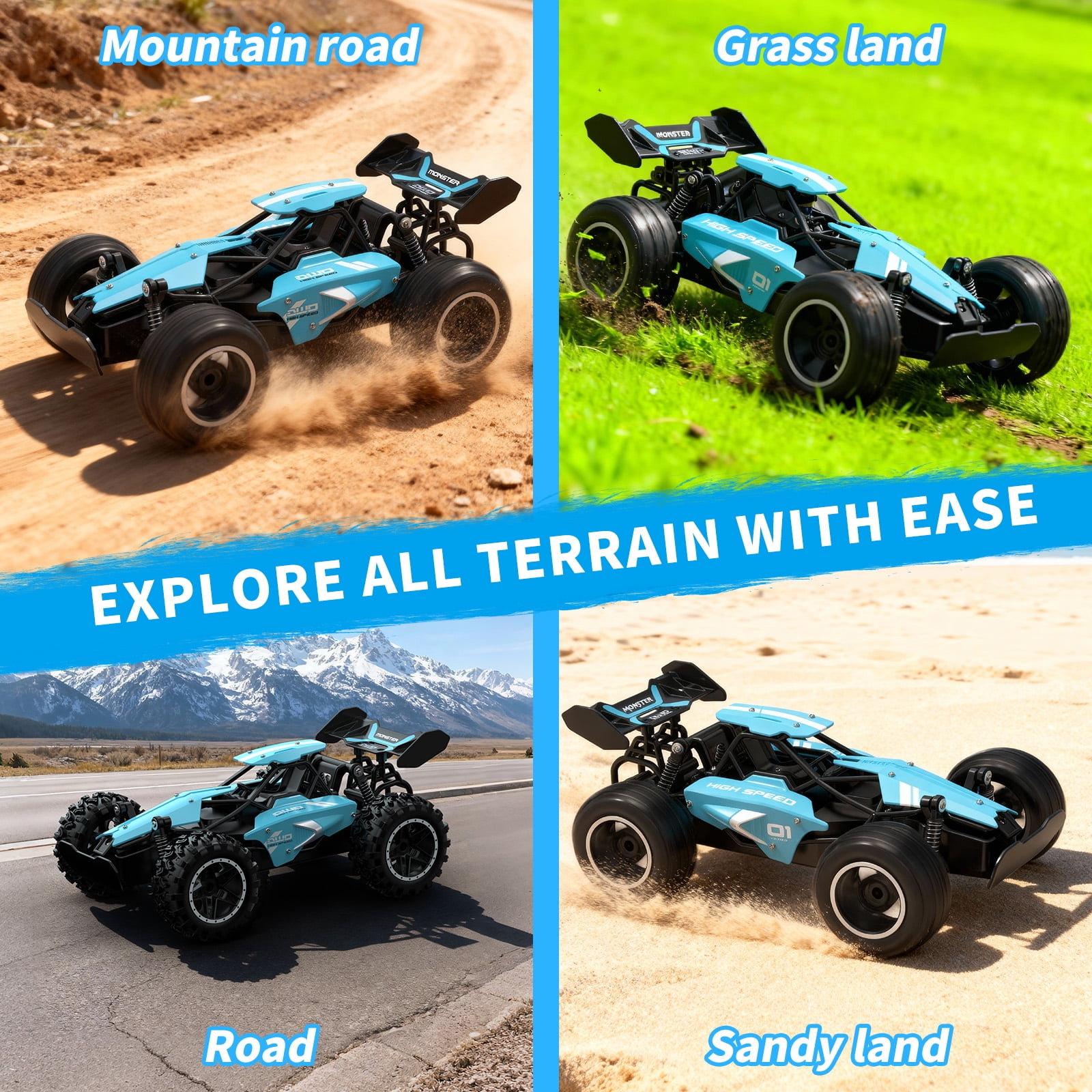 Kivdit Remote Control Car, 1:18 High Speed RC Cars, 20+ km/h Racing Car Toy for Boys & Girls Gifts for Kids