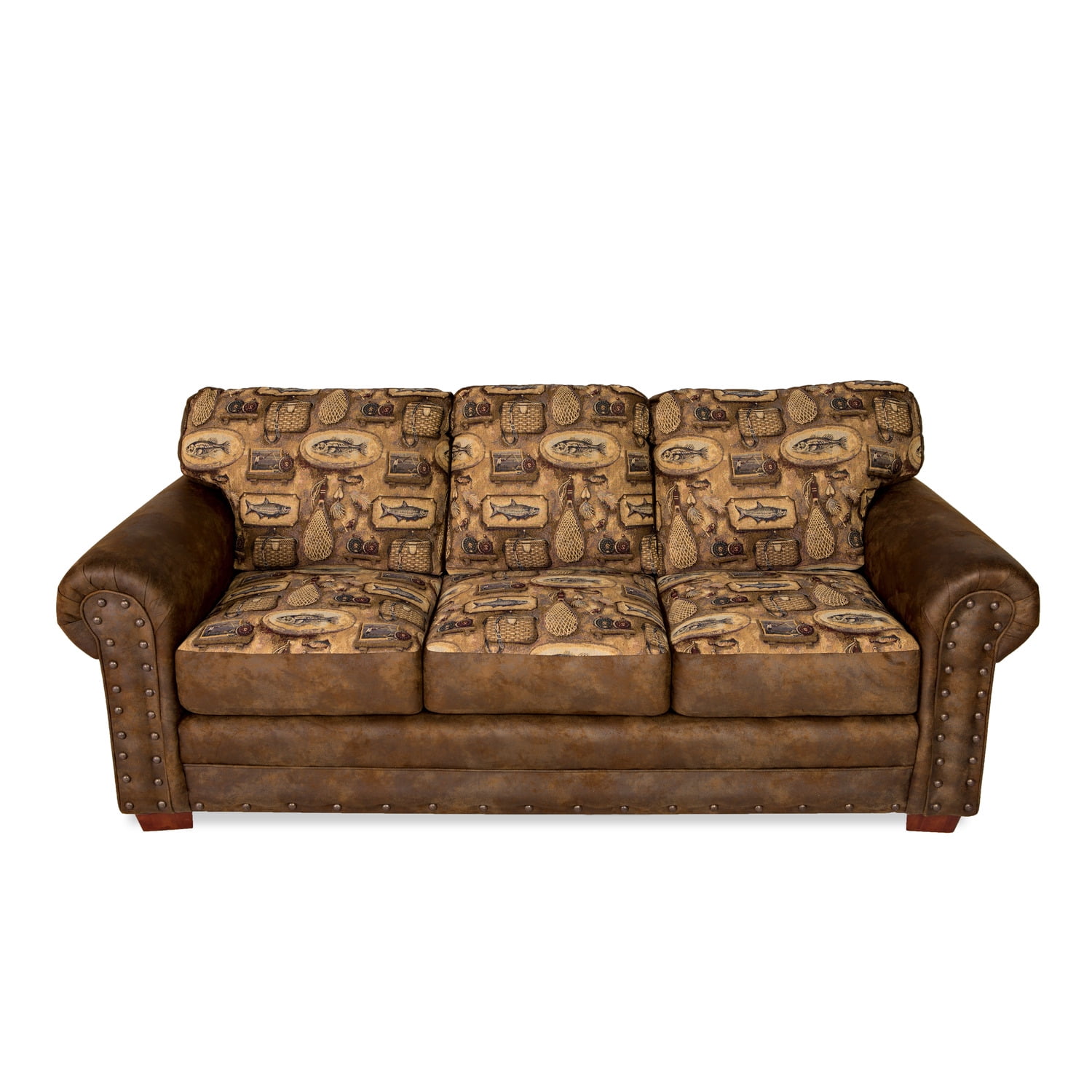 American Furniture Classics, Model 8503-80, River Bend Sofa featuring Fishing Tapestry Motif