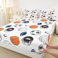 thumbnail image 3 of Homewish Basketball Football Game Full Size Sheets,Black Rugby Helmet Bed Sheets,White Orange Black Sheet Sets For Boys Kids,Luxury Bedroom Decor,4-Piece, 3 of 7