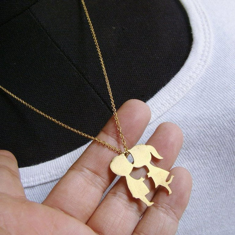 LEAQU Romantic Kissing Boy Girl Pendant Necklace Lover Jewelry