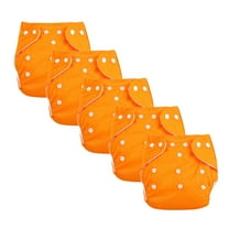 Clearance! Denhf 5Pcs Baby Cloth Diaper, Reusable Baby Cloth Diaper Covers, Adjustable Cloth Diapers for Baby Boys and Girls, Microfiber Inserts, Washable Pocket Nappy Covers, Rash-Free, Orange