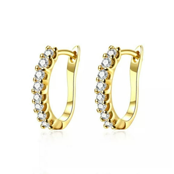 EOEMY Gold Platinum Plated Earrings Huggie Hoop Aaa Zirconia Leverback .12" L206-18K Gold Plated