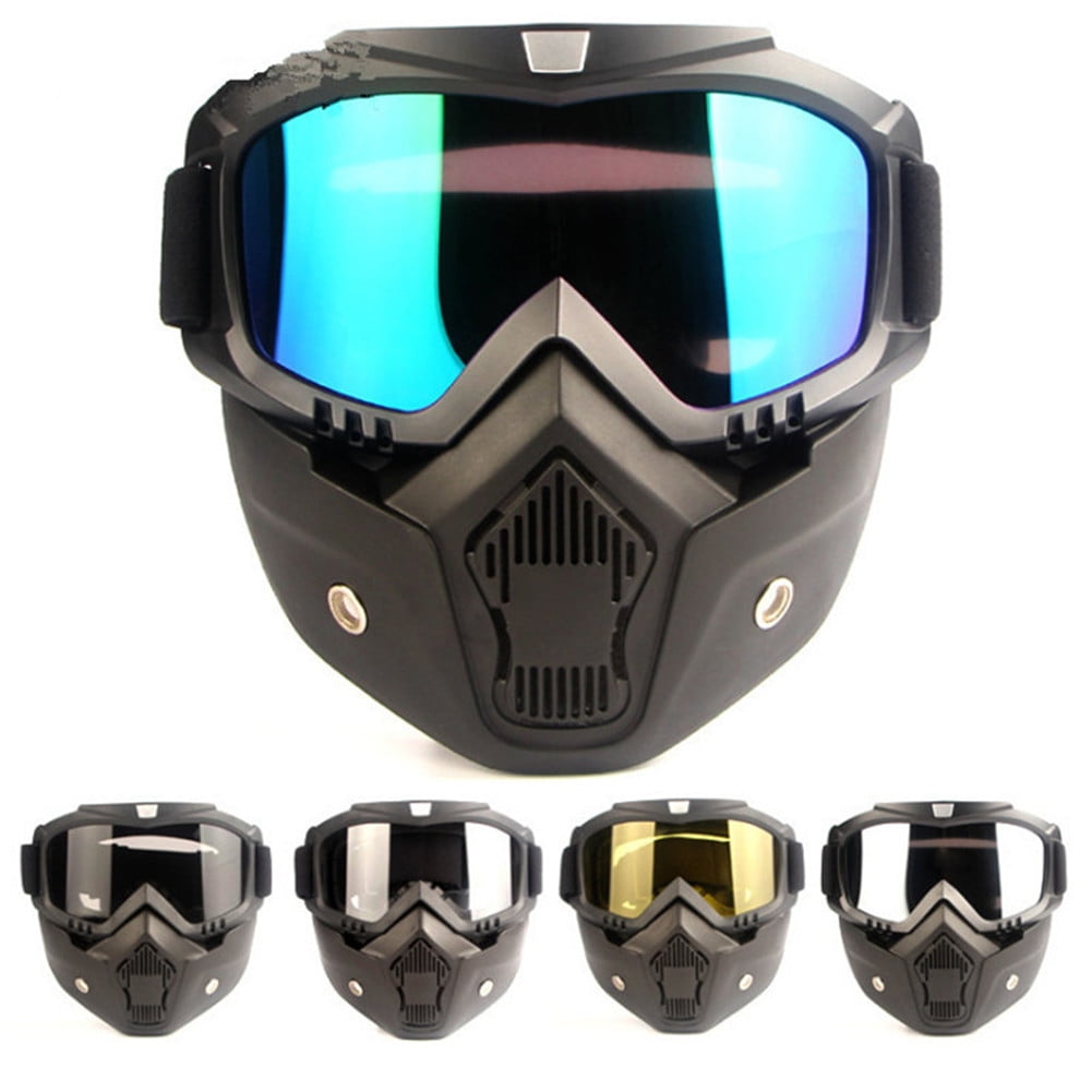 Skiing Snowboarding Sunglasses Detachable Motorcycle Goggles Face Mask Eyewear 