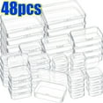thumbnail image 2 of 48 Packs Clear Small Plastic Containers Transparent Storage Box with Hinged Lid for Items Crafts Jewelry Package Clear Cases B-6pcs, 2 of 6