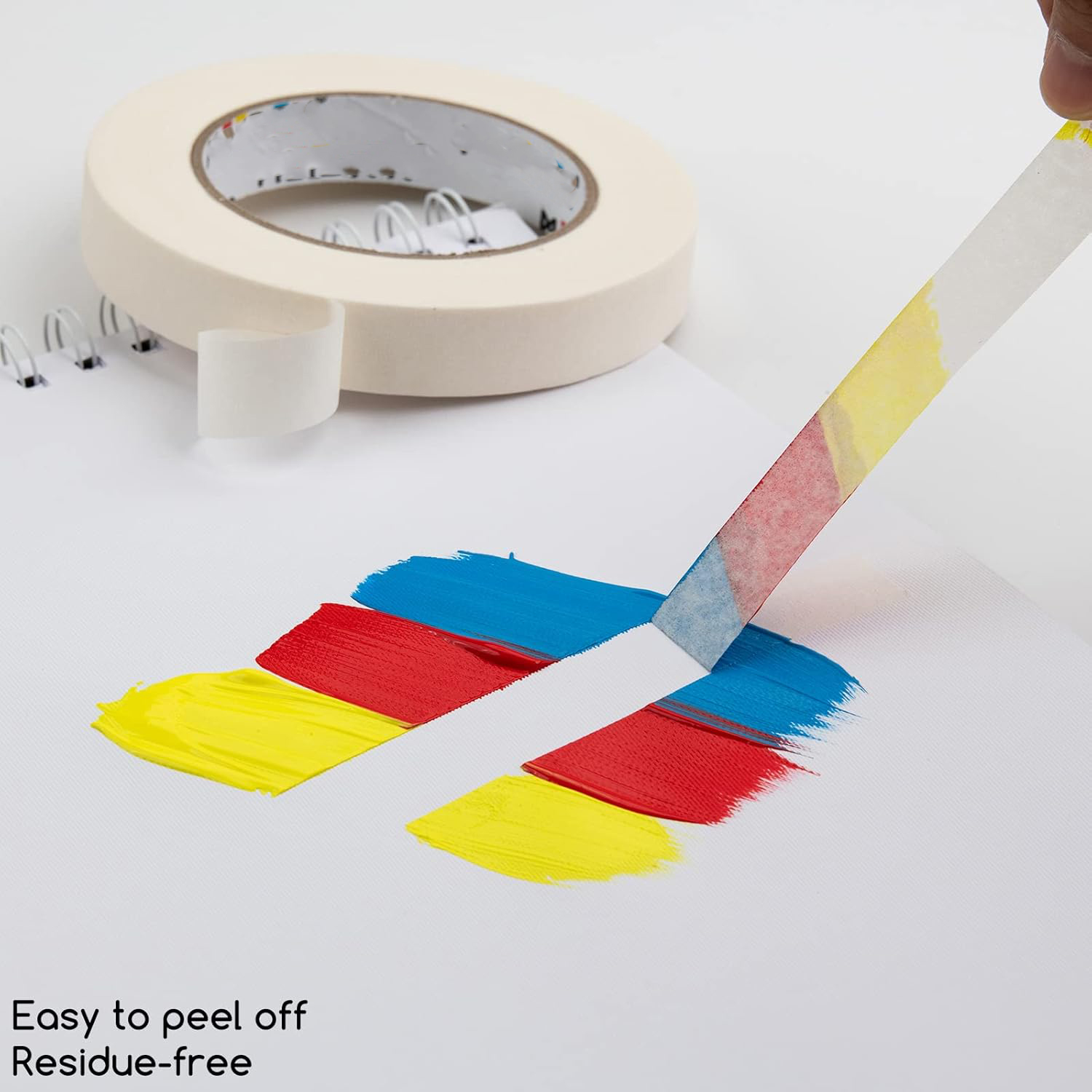 White Artist Tape, Multi-Sized Masking Art Tape, Acid-Free Painters Tape for Painting Drafting Canvas Framing, General Purpose for Craft, Office, School