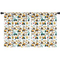Blackout Kids Curtains,Cartoon Construction Vehicles Safety Signs Childrens Insulated Curtains Set Of 2,Bedroom Essentials,Toddler Room Decor 42"x54"