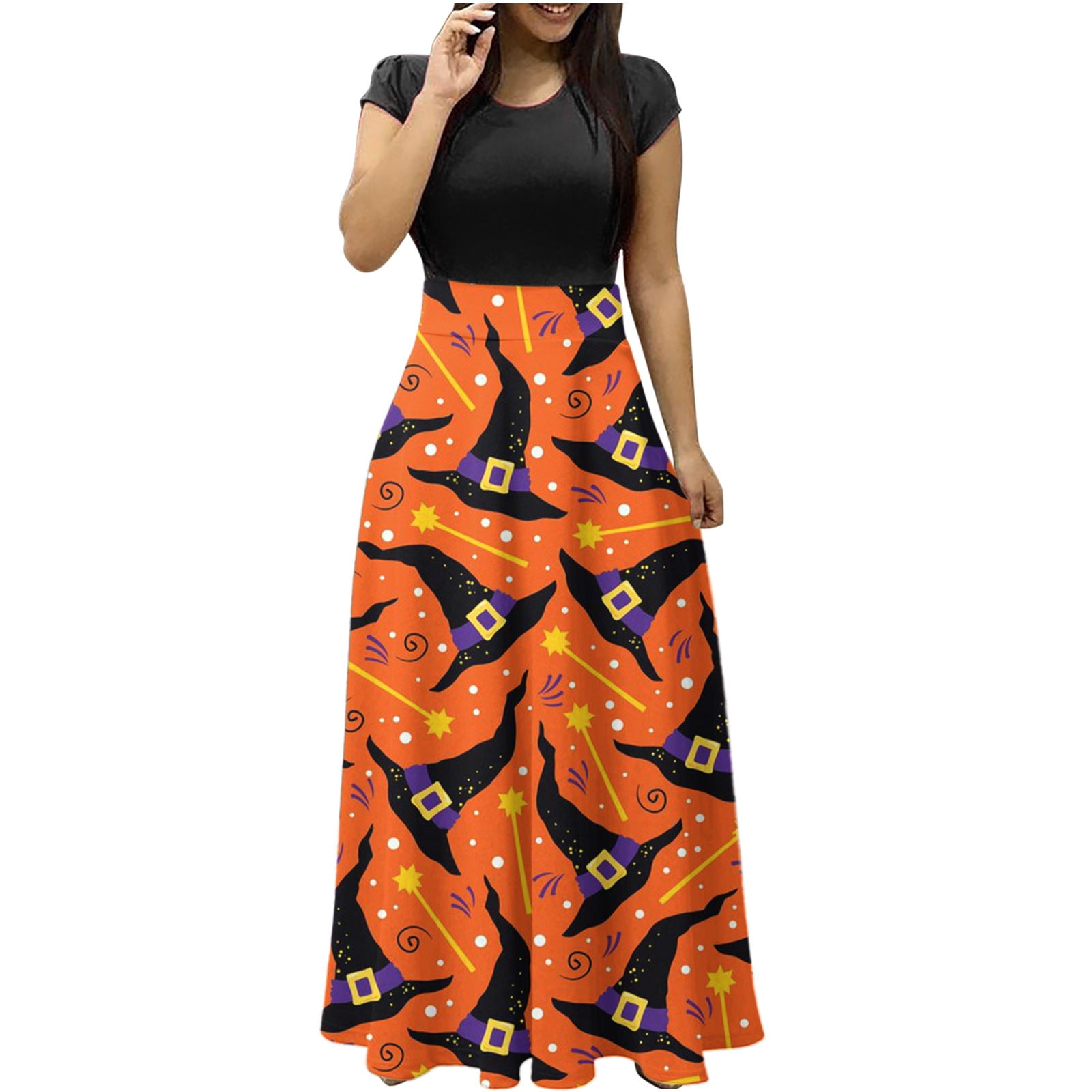Plus Size Halloween Costumes for Women Womens Halloween Costumes Skeleton Print Long Dresses
