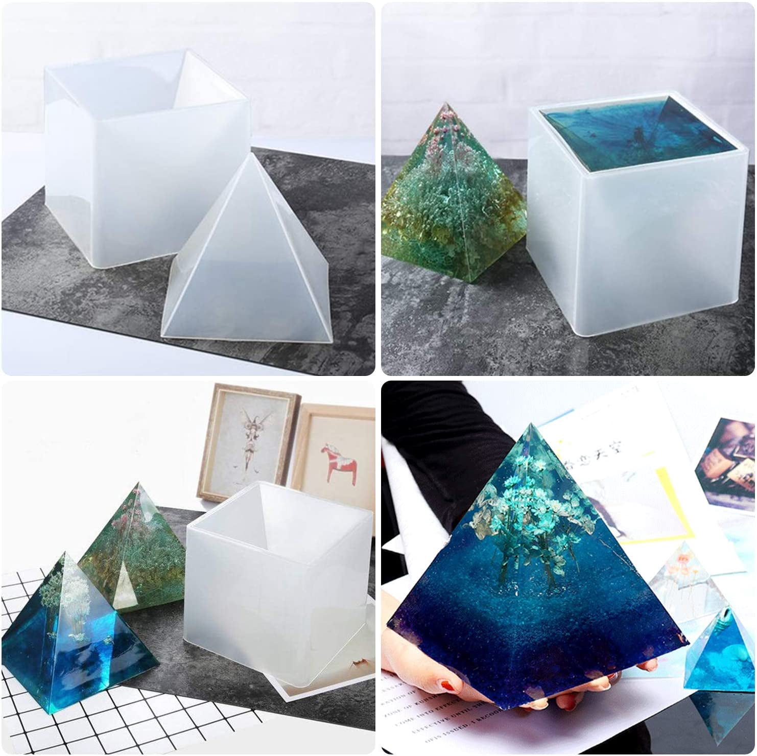 LET'S RESIN Pyramid Mold - Large Silicone Mold for DIY Jewelry, Paperweights & Home Decor (Height: 15cm/5.9inch)