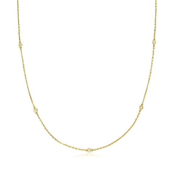 Ross-Simons 0.25 ct. t.w. Bezel-Set Diamond Station Necklace in 18kt Gold Over Sterling, Women's, Adult