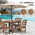 thumbnail image 2 of KINGYES 8-Piece HDPE Outdoor Dining Set for 6, Square Patio Table & Armless Chairs with Umbrella Hole, All-Weather Patio Dining Set for Backyard, Garden, Lawn & Poolside, Brown, 2 of 8