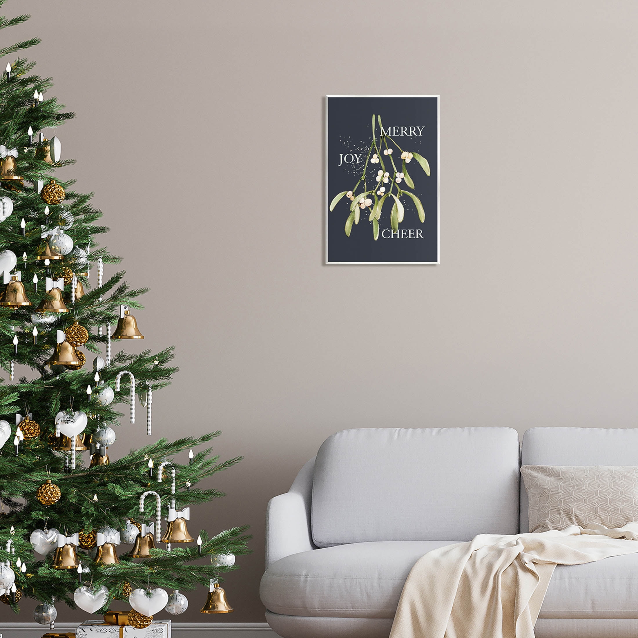 Merry Joy Cheer Holly Berries Holiday Graphic Art Unframed Art Print Wall Art