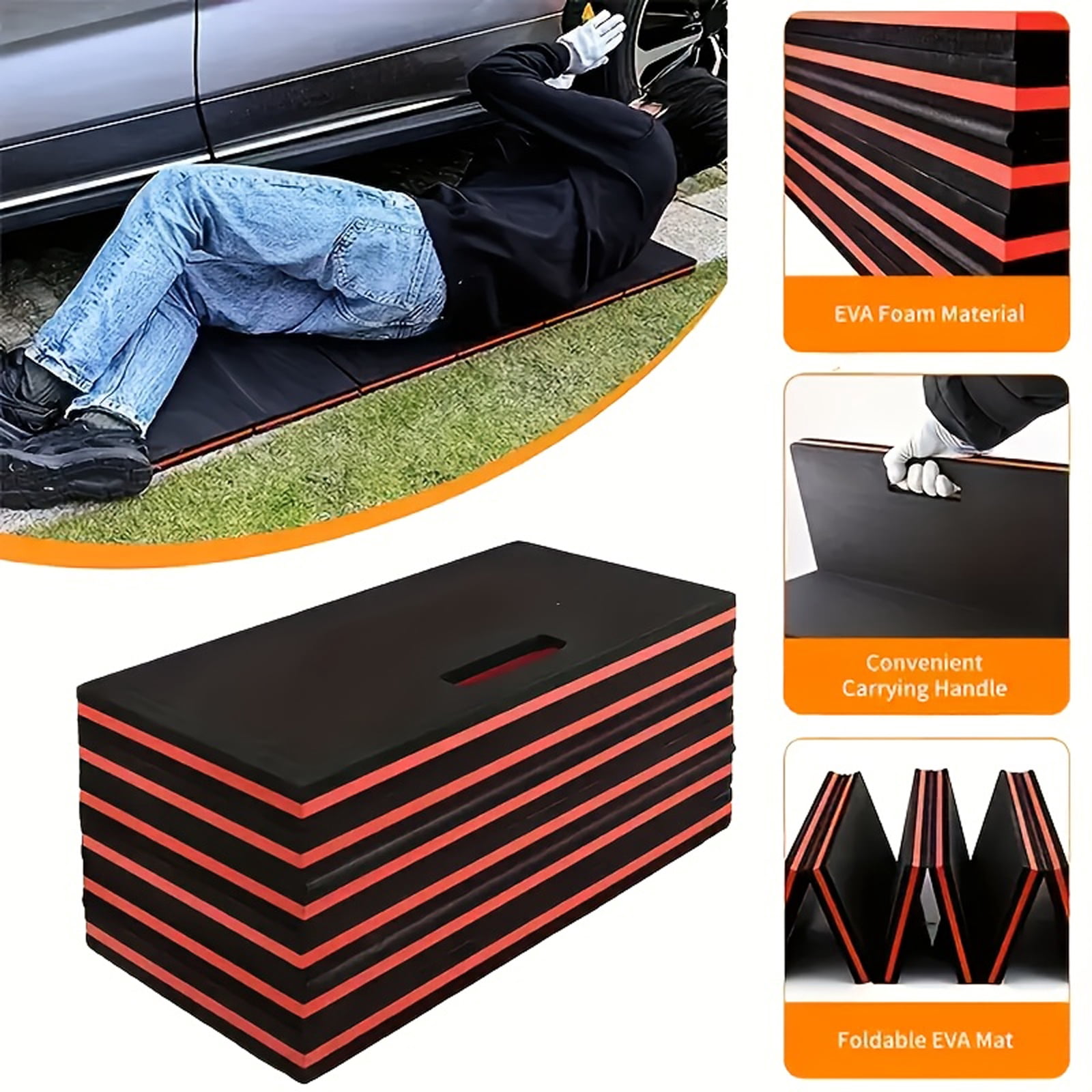 Folding Kneeling Pad with Carry Handle, Heavy Duty Mechanic Kneeling Mat and Work Mat, Waterproof Non Slip EVA Foam Pad for Garage, Workshop and Garden