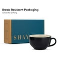 thumbnail image 5 of Large Ceramic Coffee Cup Set Of 2 - Black, 350ml Each | Cappuccino Cup With Glossy Finish | Large Ceramic Coffee Cup | Premium Stoneware Coffee Cup | Microwave Safe - XL Cuppa, 5 of 5