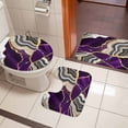 thumbnail image 5 of Purple Gold Marble Bathroom Rugs Set Glitter Geometric Marble Foil Texture Non Slip Absorbent Soft Bath Mats 3 Piece Set with Bathroom Rug, U-Shaped Floor Mat, Toilet Seat Cover Large Size, 5 of 9